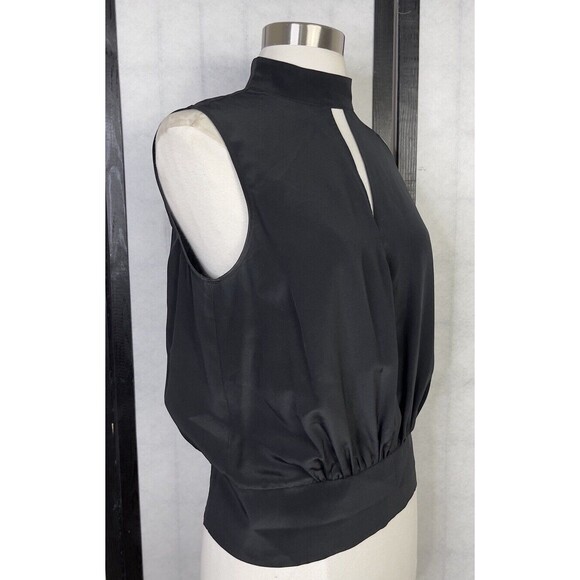 Frame Silk Sleeveless Mock Neck Keyhole Casual Blouse Top. Size:  S/P - Picture 2 of 9